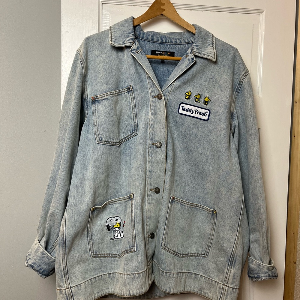 Teddy Fresh Peanuts collab denim chore jacket size L/XL